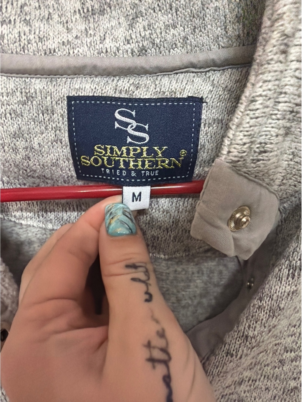 Simply Southern Heather Gray Pullover Sweater Size M - Picture 2 of 3
